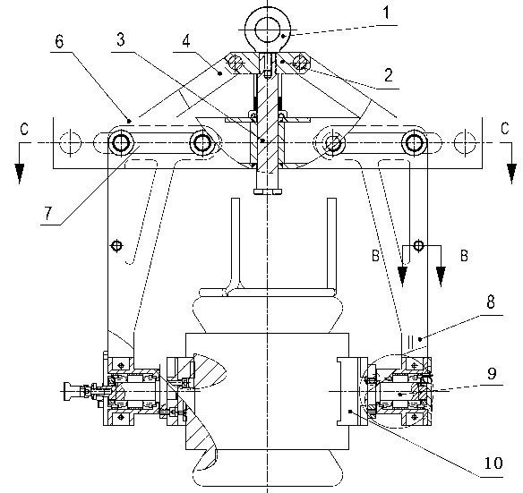 Coiling iron core overturning and hoisting apparatus