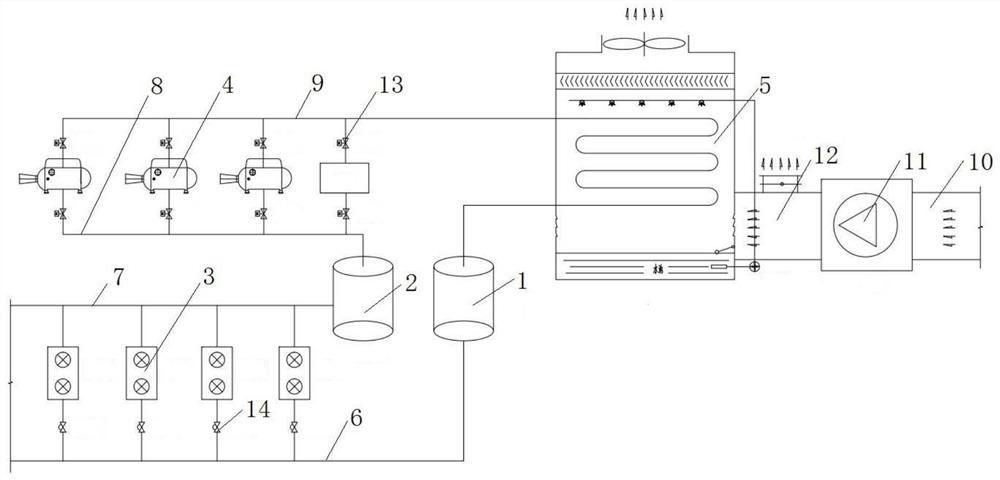 Efficient parallel oil-free multi-machine-head evaporative cooling refrigerating unit with cooling capacity recovery function