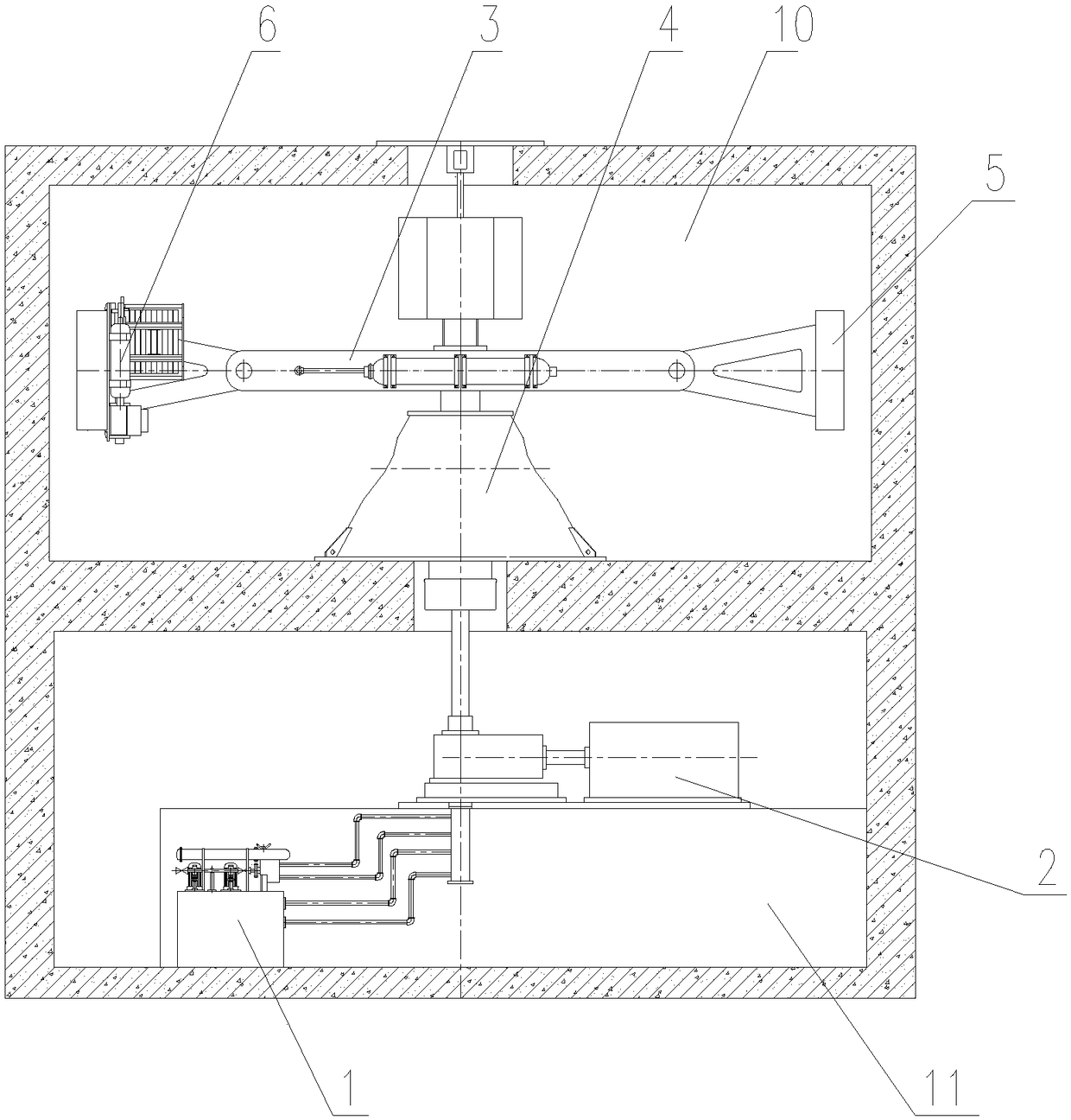 Large-load high-frequency-response electro-hydraulic servo vibration device working under highly-centrifugal field