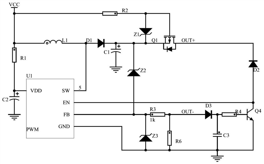 BOOST direct-current boost short-circuit protection circuit