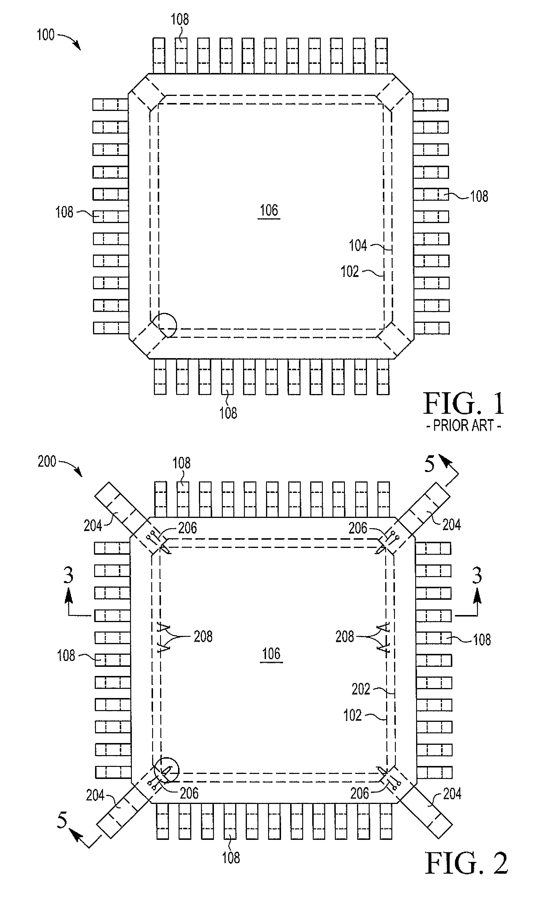 Semiconductor device with corner tie bars