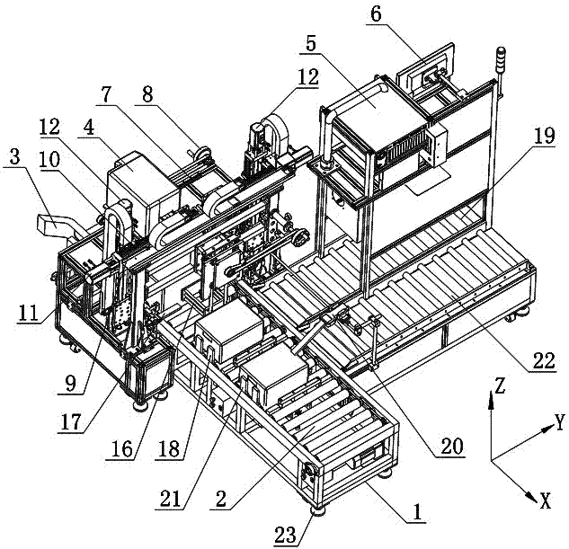 On-line automatic labeling equipment for civil explosion product barcode