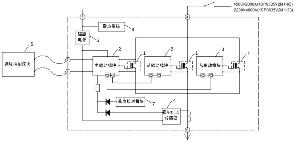 Direct-current high-voltage super-power IGBT short-circuit protection circuit