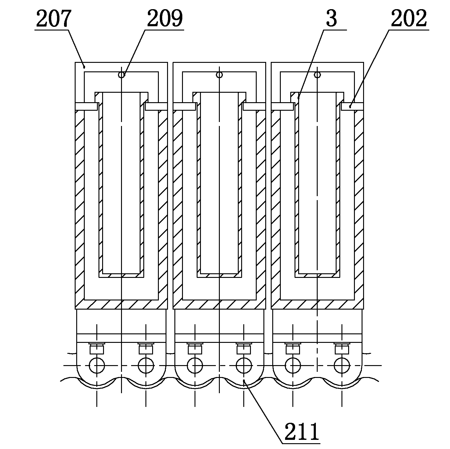 Conveying device for bottle bodies