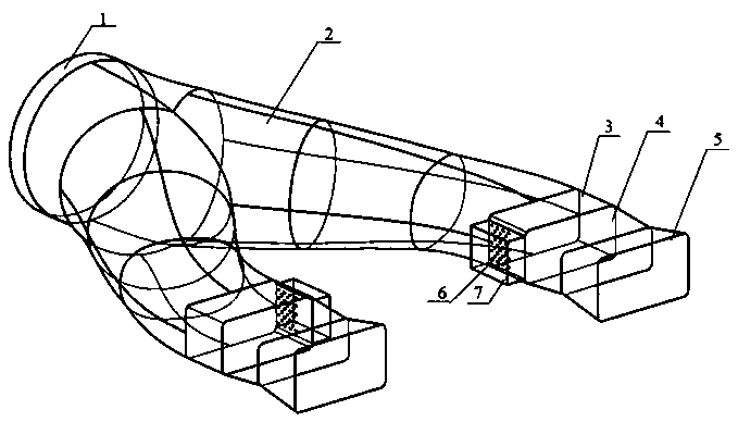 A double outlet s-curved nozzle with low infrared radiation signal and its control method