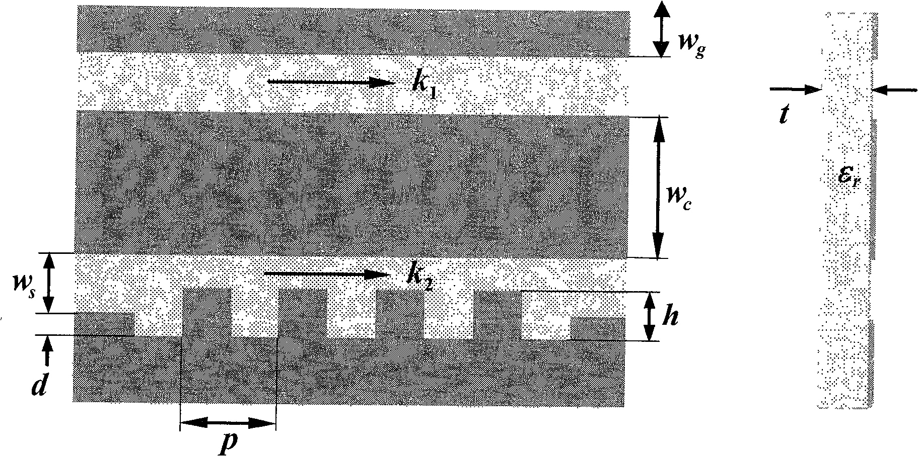 Non-symmetric structure grid velocity compensation method and velocity compensation-type bending coplane waveguide