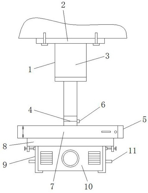 A projection equipment mounting bracket capable of quick disassembly and lifting control