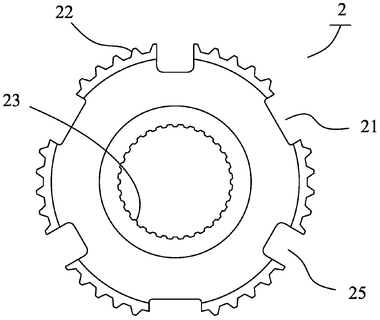 A kind of synchronizer and transmission