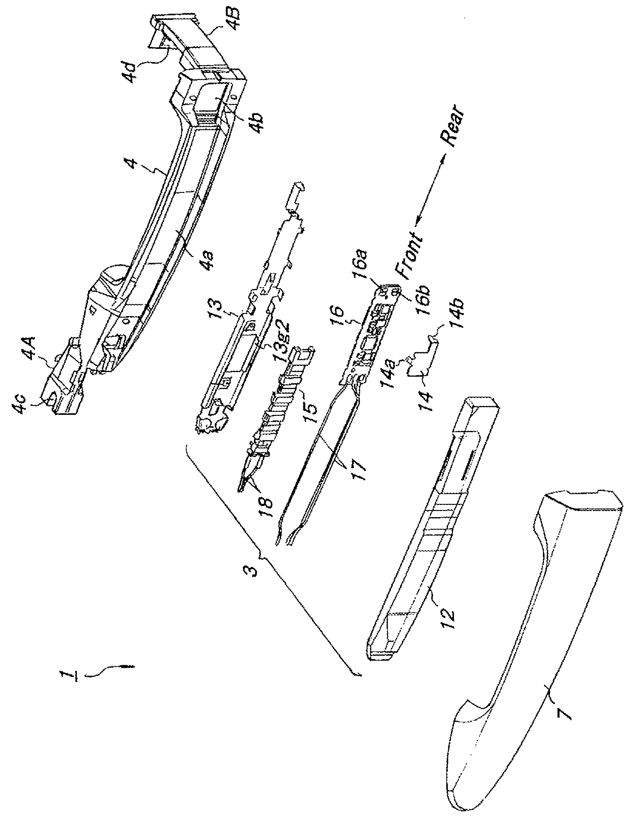 Antenna unit and door handle device including the same