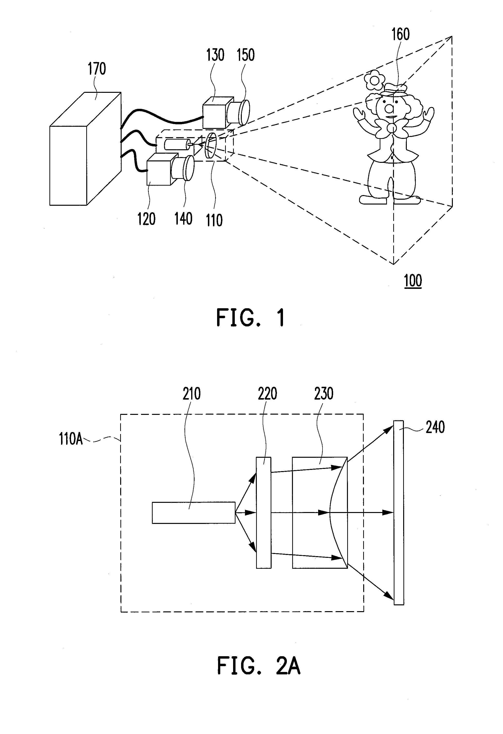Depth image acquiring device, system and method