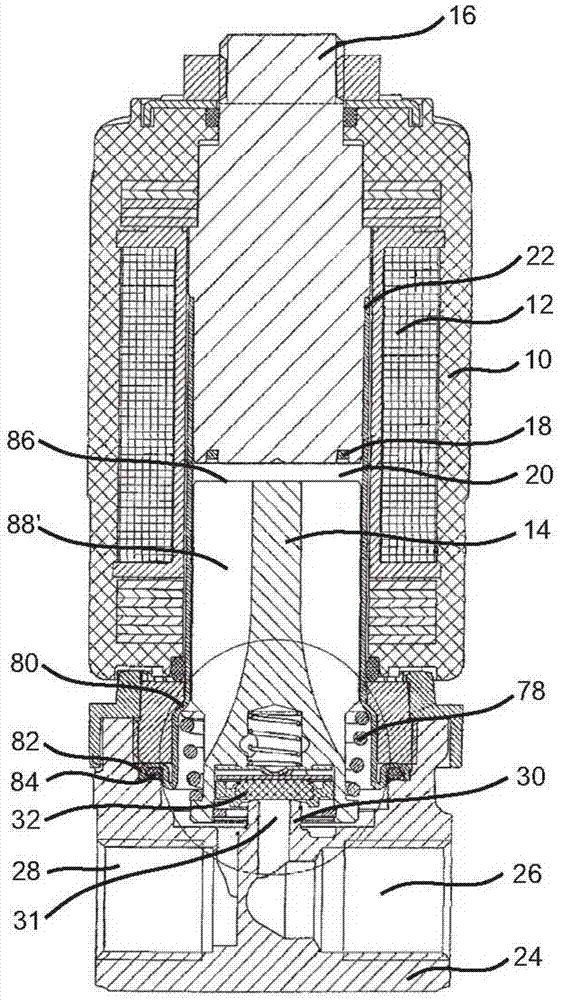 Sealing system for a solenoid valve and solenoid valve