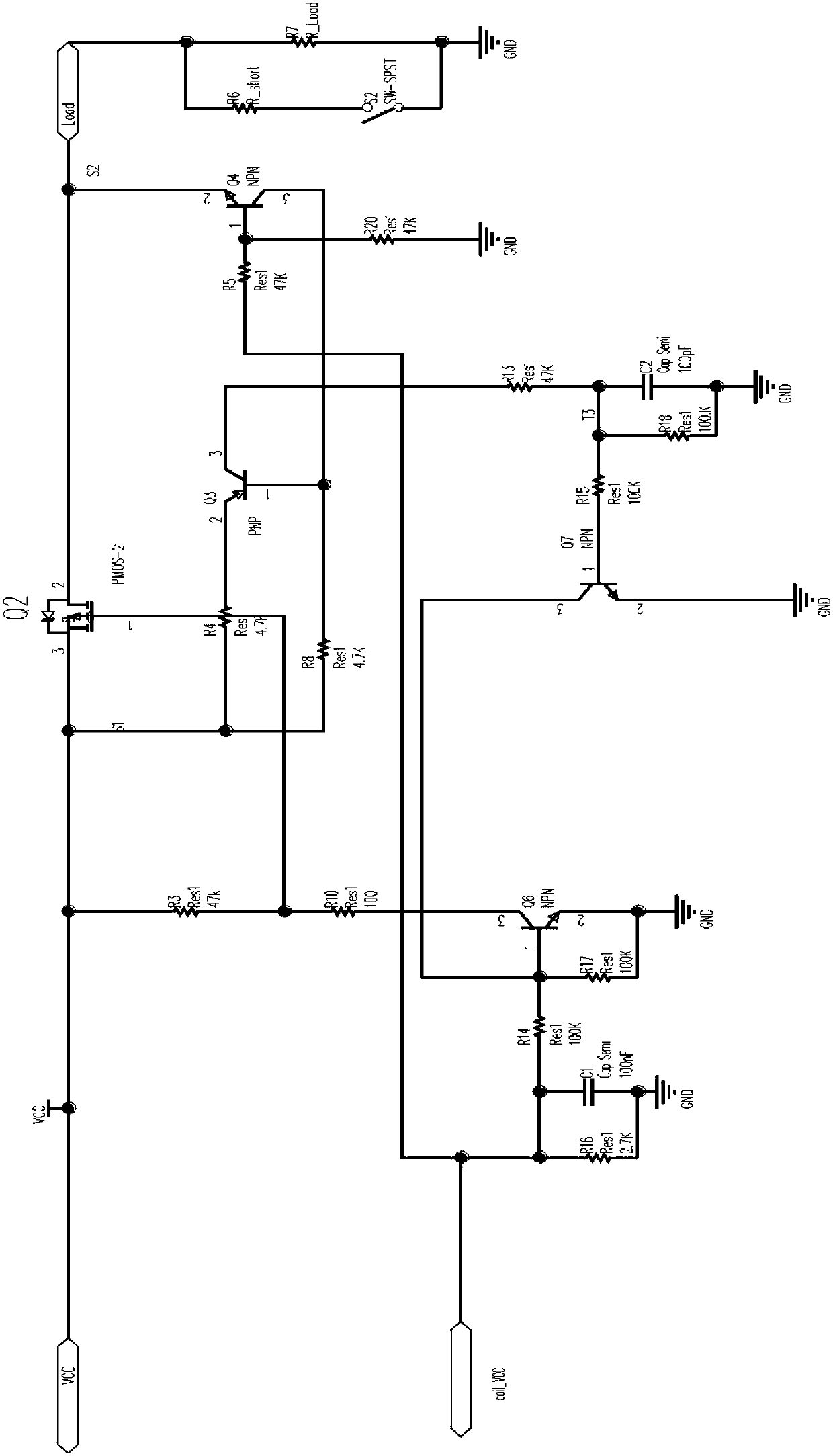 Automotive solid-state relay with PMOS tube and over-current protection