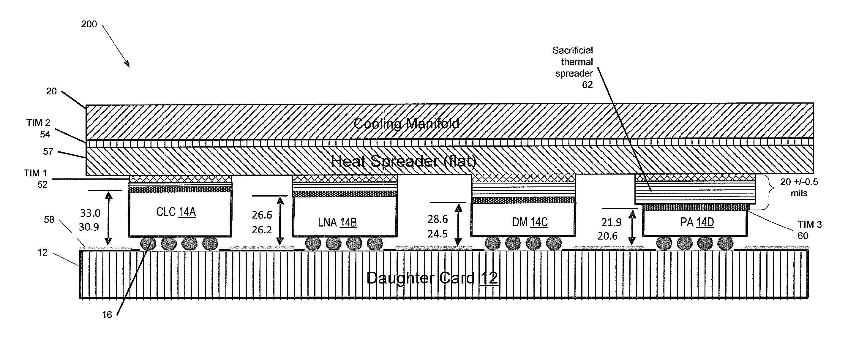 Conduction cooling of multi-channel flip chip based panel array circuits