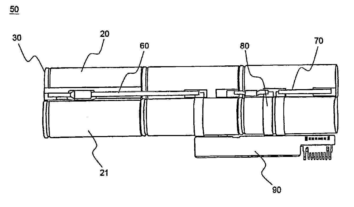 Electrical connecting member of assembling type and secondary battery pack containing the same