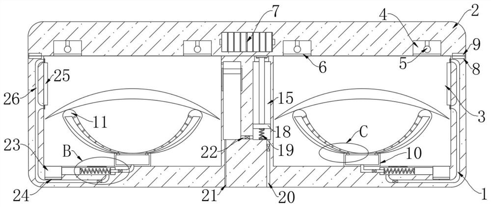 Automatic disinfection type storage device for optical lenses