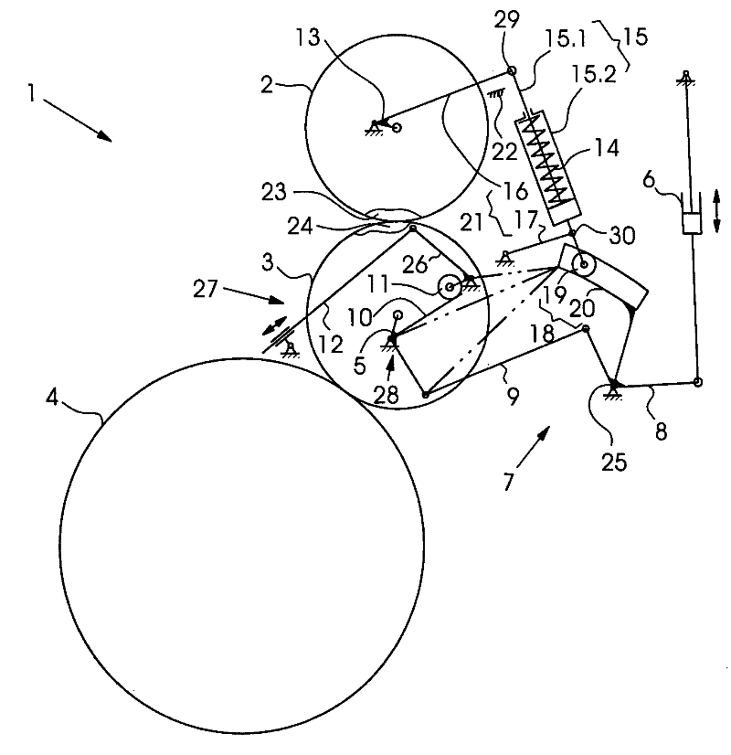 Printing press with cylinder adjustment and control devices