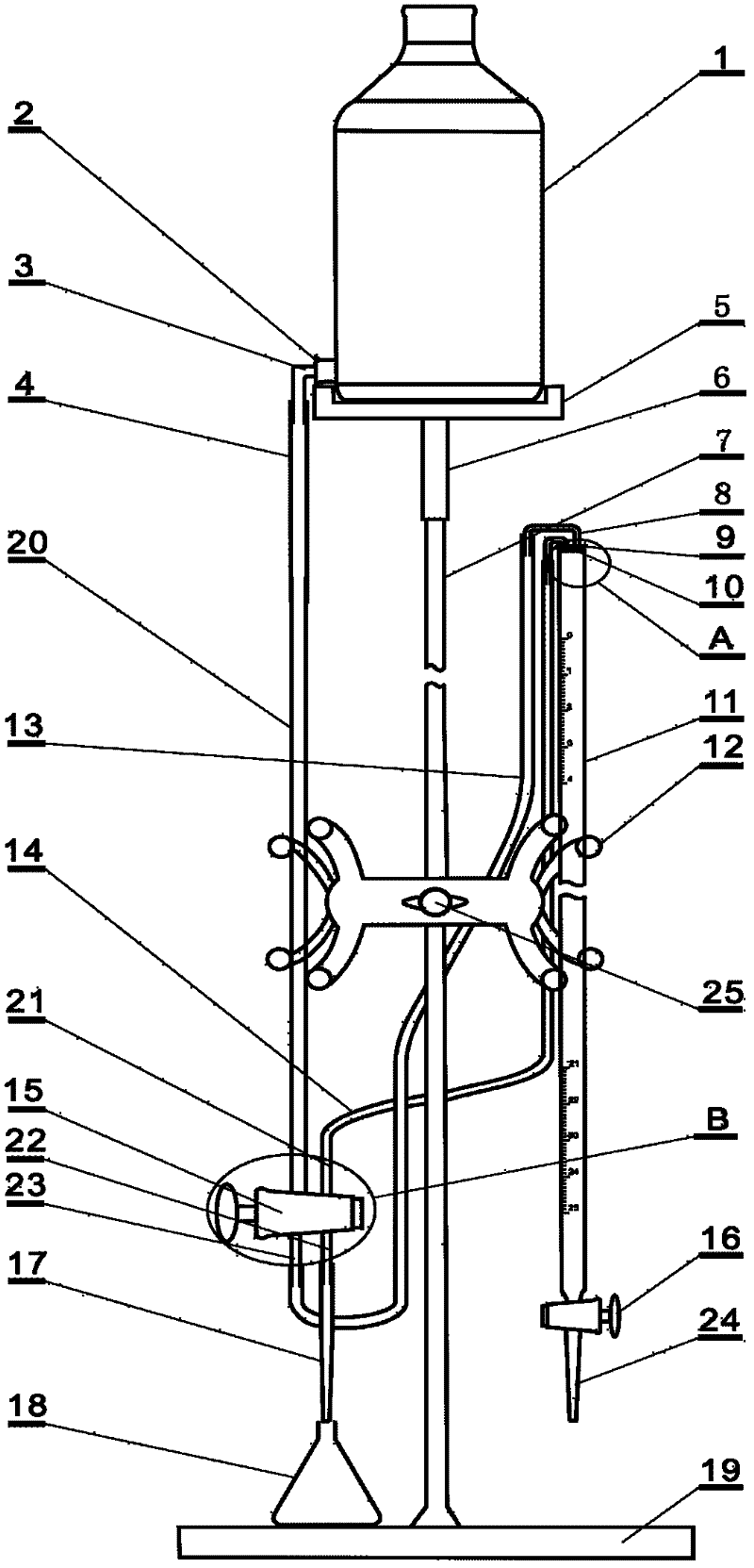 Titration device with accurate zero adjustment