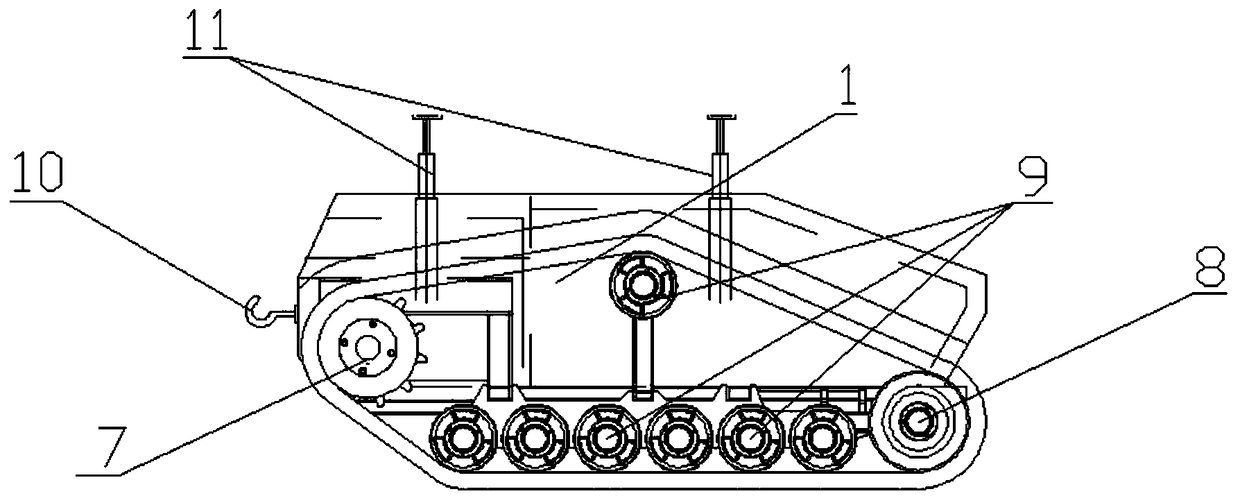 A caterpillar vehicle for a lifting platform with a loading and unloading platform