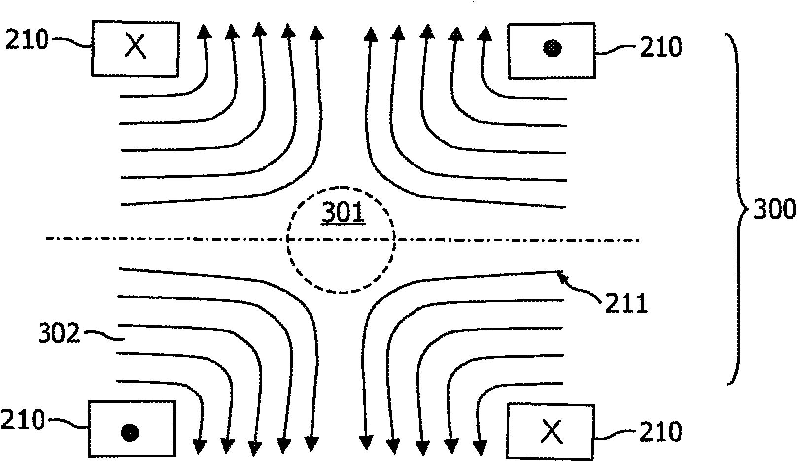 Arrangement and method for influencing and/or detecting magnetic particles in a region of action