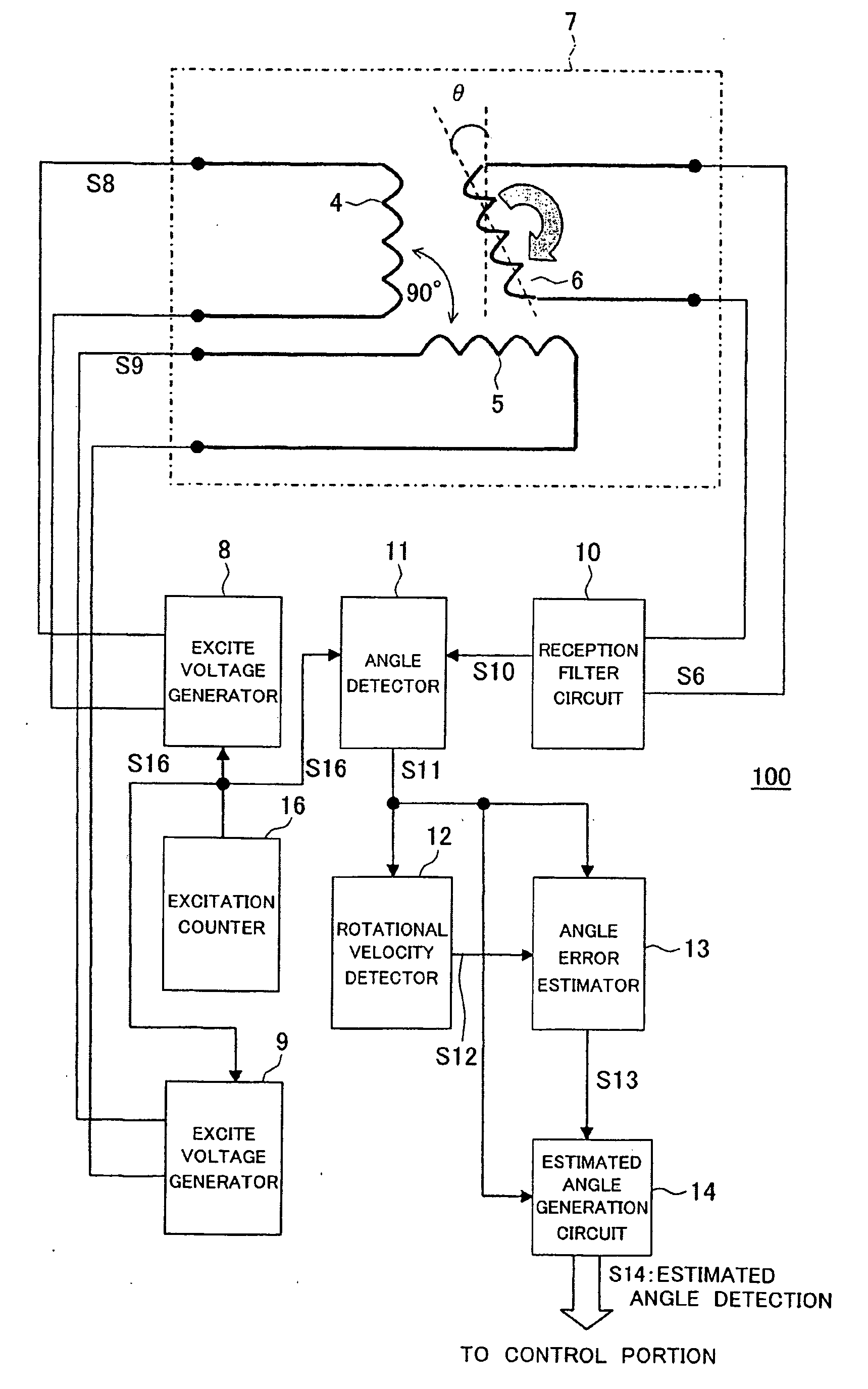 Resolver apparatus and angle detection device and method of resolver