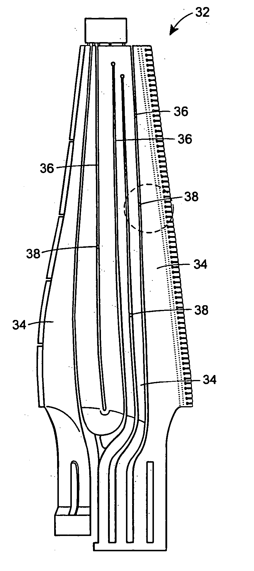Apparatus and method for reducing operating stress in a turbine blade and the like