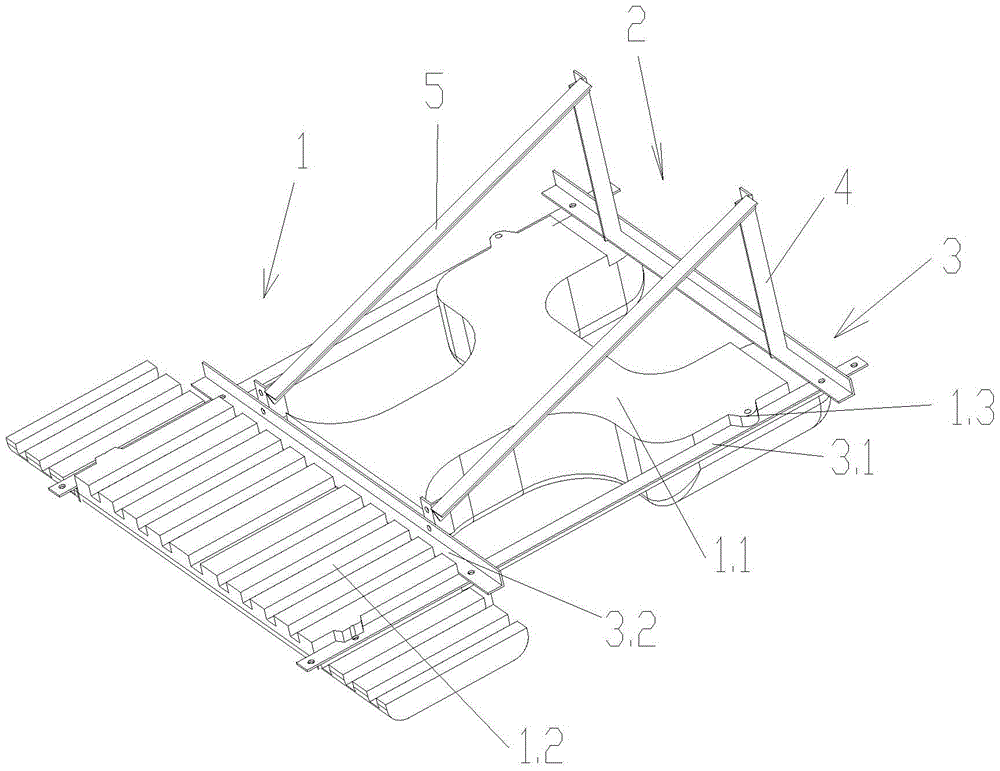 Modular integral platform floating device for variable inclination angle full water surface photovoltaic power station