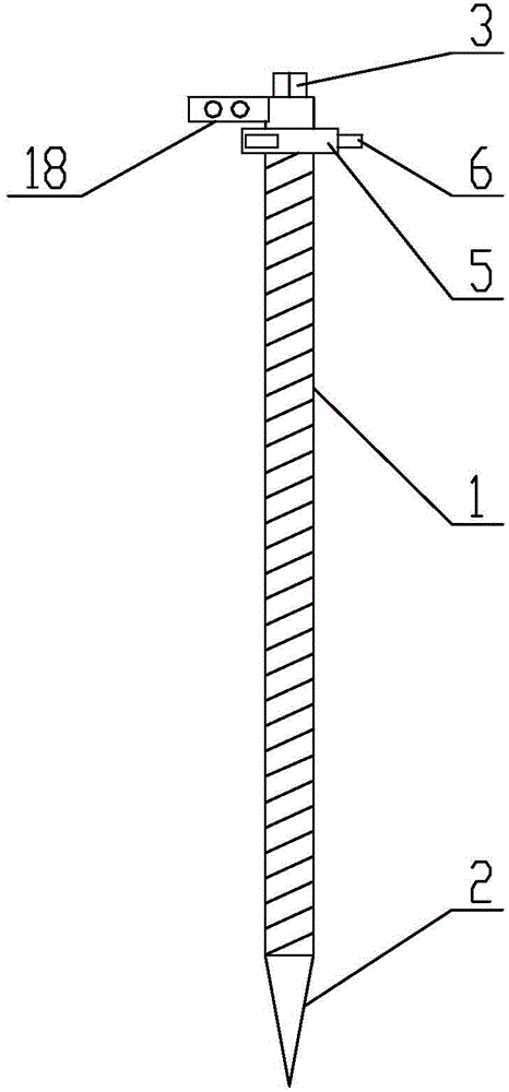 Grounded drill rod easy to insert and pull and special inserting and pulling tool