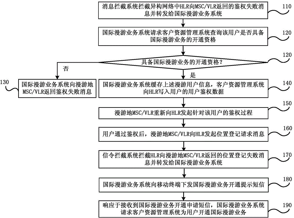 Method and system for opening international roaming service in overseas heterogeneous network
