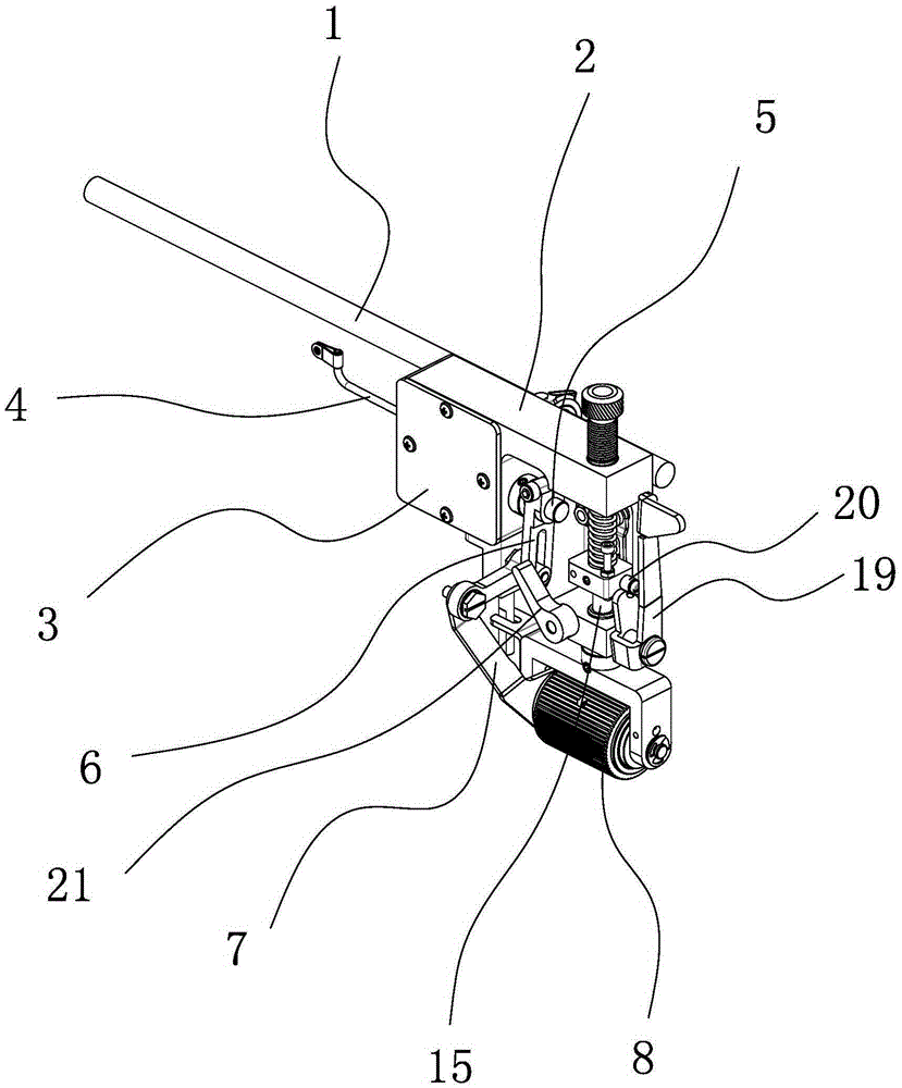 A rear tug wheel device for a sewing machine