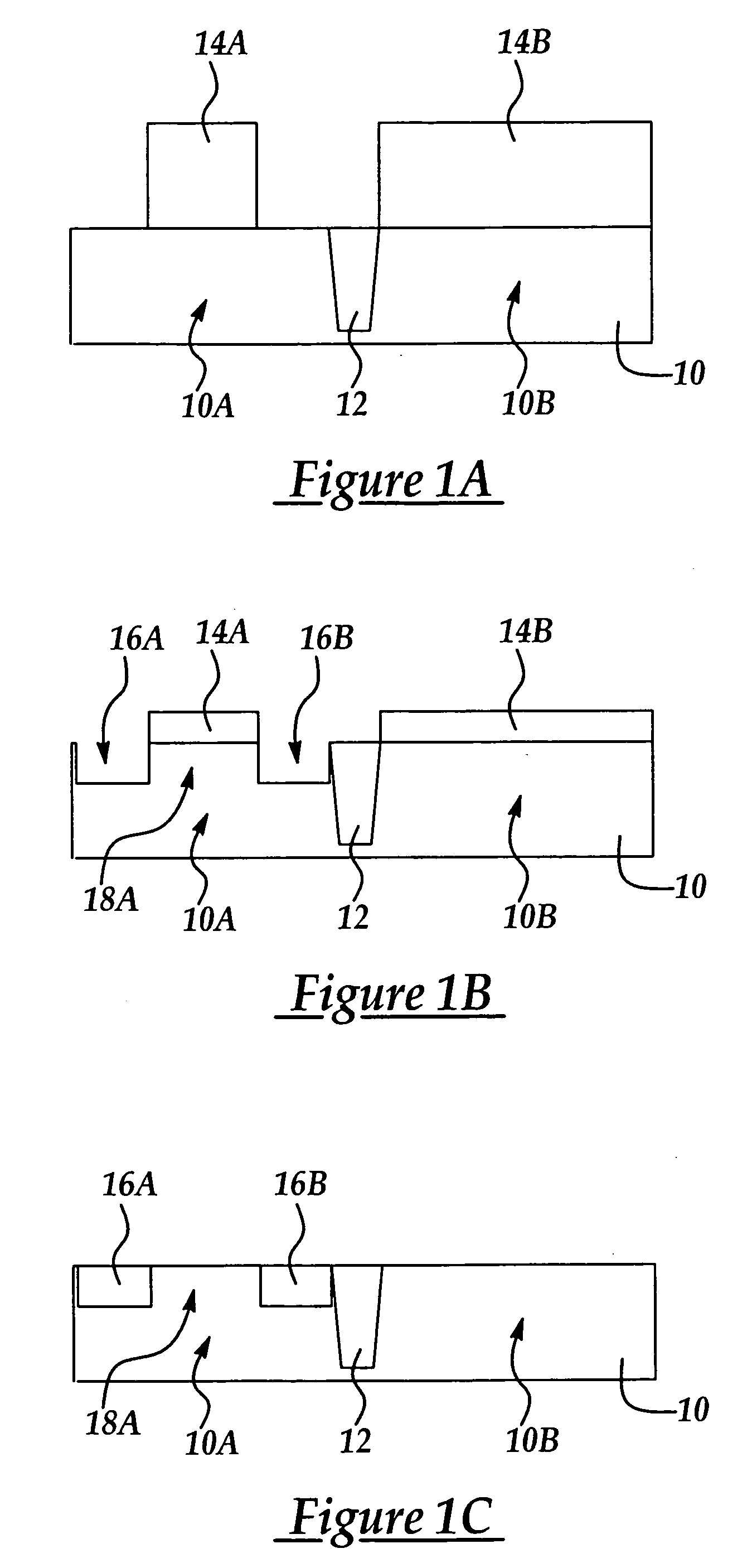 CMOS device with selectively formed and backfilled semiconductor substrate areas to improve device performance