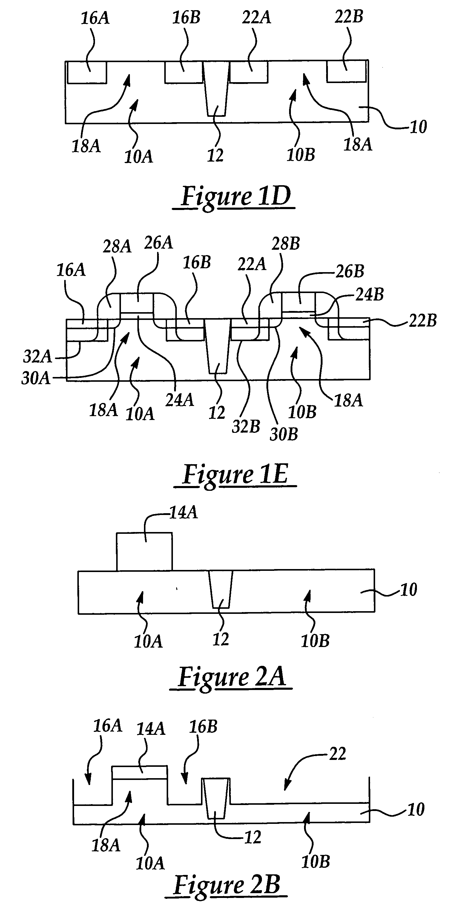 CMOS device with selectively formed and backfilled semiconductor substrate areas to improve device performance