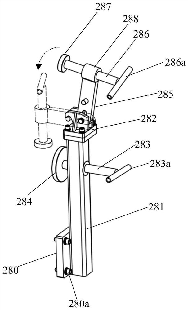 Flexible welding tool for main stand column structure of lifting cage and welding construction method