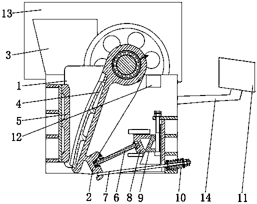Safe and durable type jaw crushing device