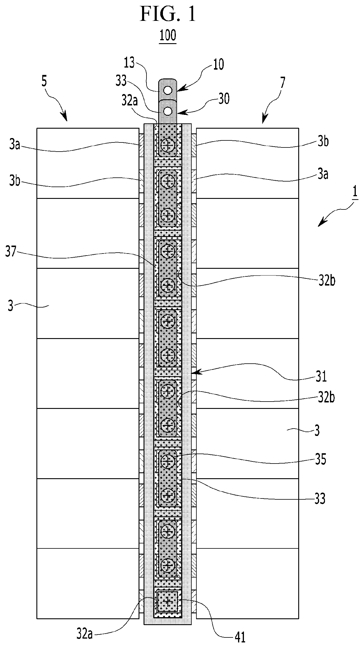 Connection structure of terminal for battery