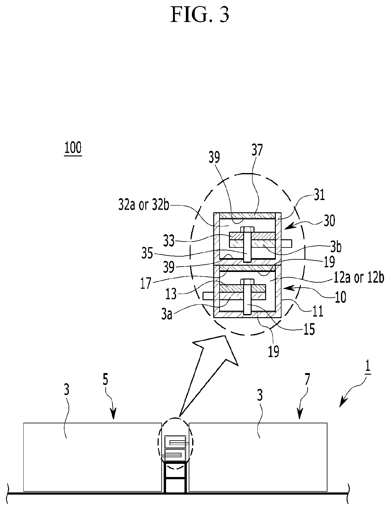 Connection structure of terminal for battery