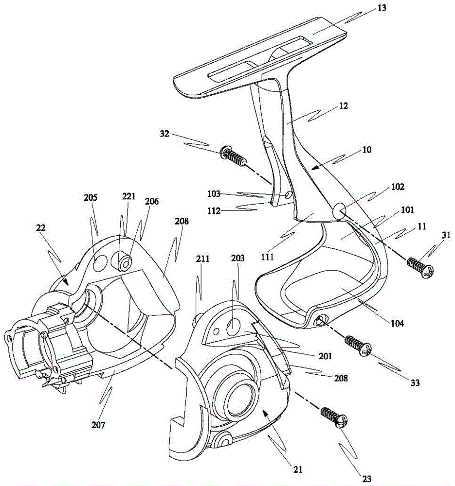 Reinforced fishing reel main structure