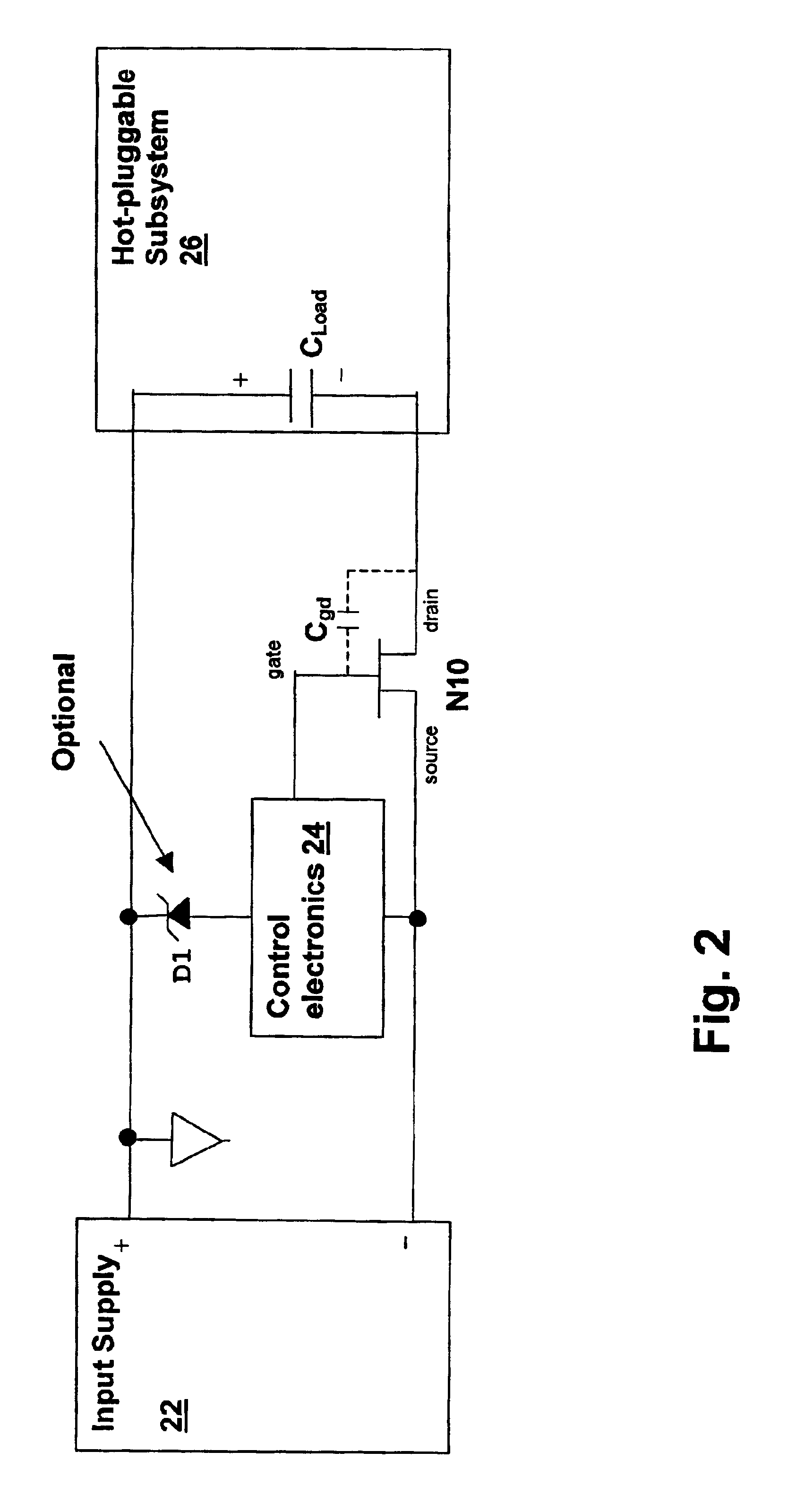 Apparatus and method for adaptively controlling power supplied to a hot-pluggable subsystem