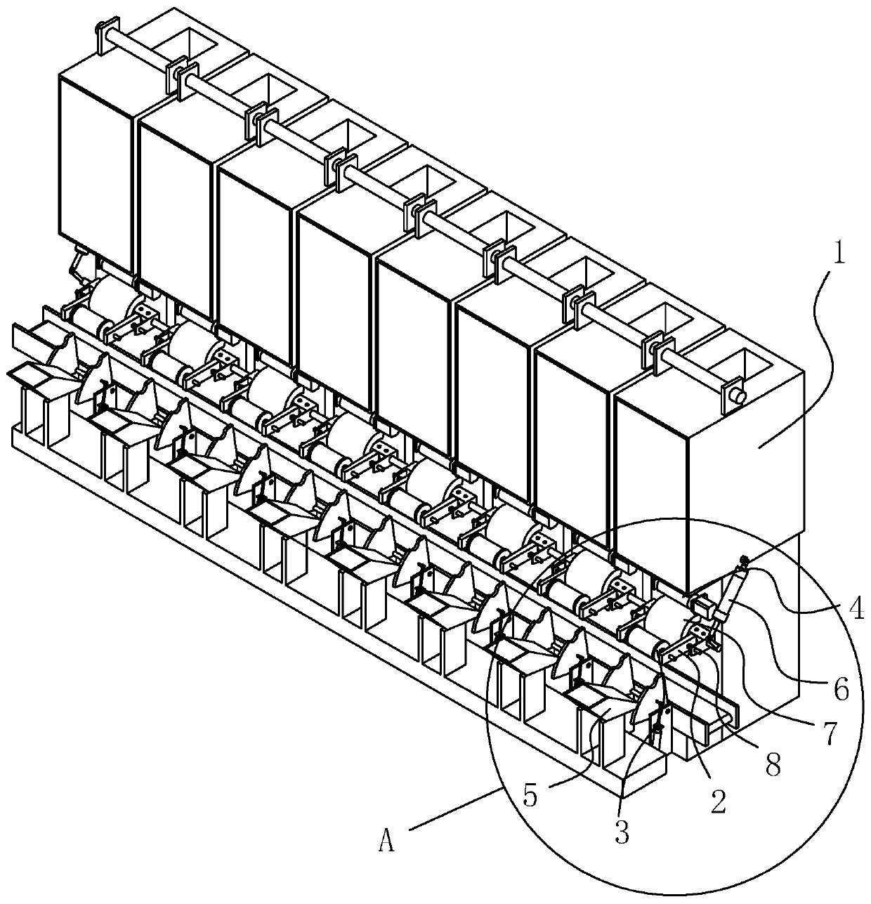 Yarn winding mechanism of roving machine and roving machine production line with same