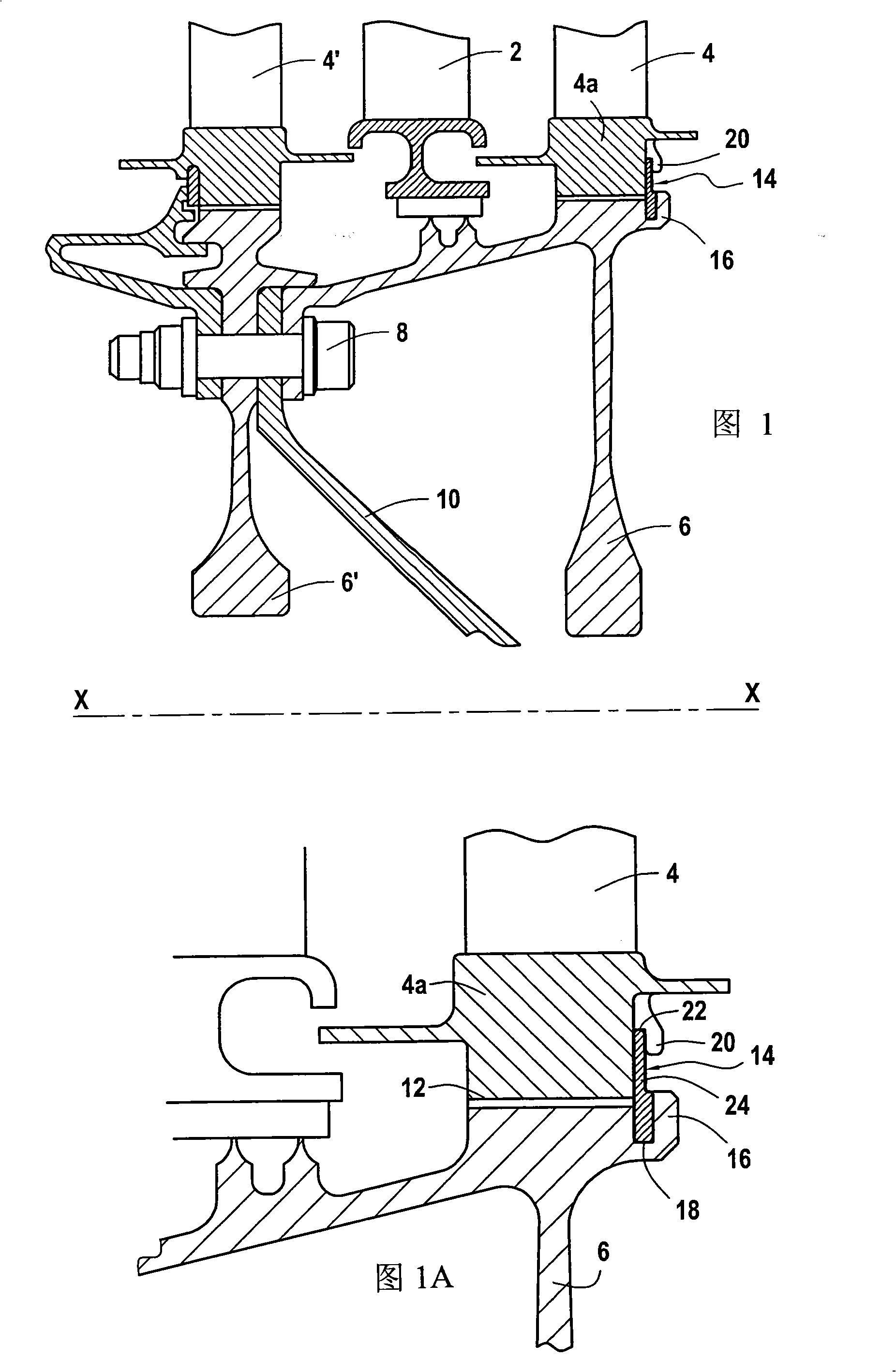 Device for axial retention of vanes mounted on a turbomachine rotor disc