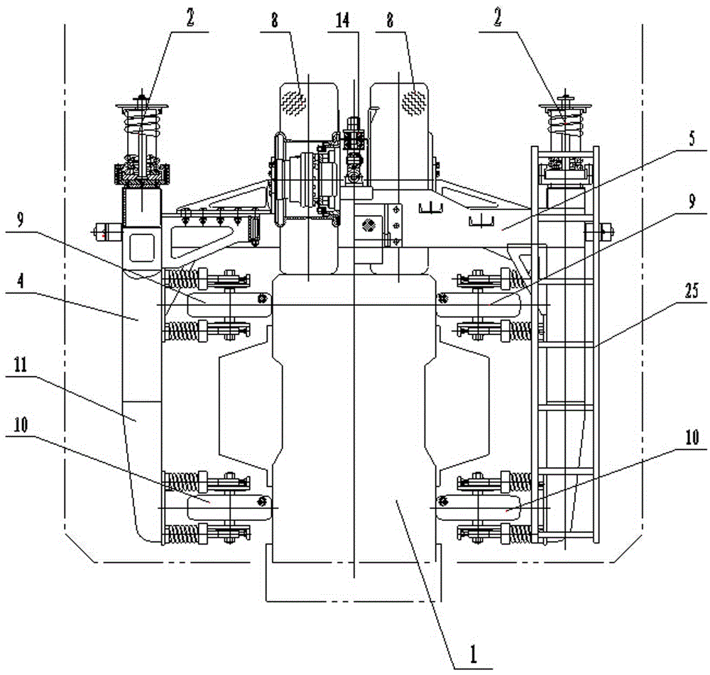 A straddle-type monorail operating vehicle bogie