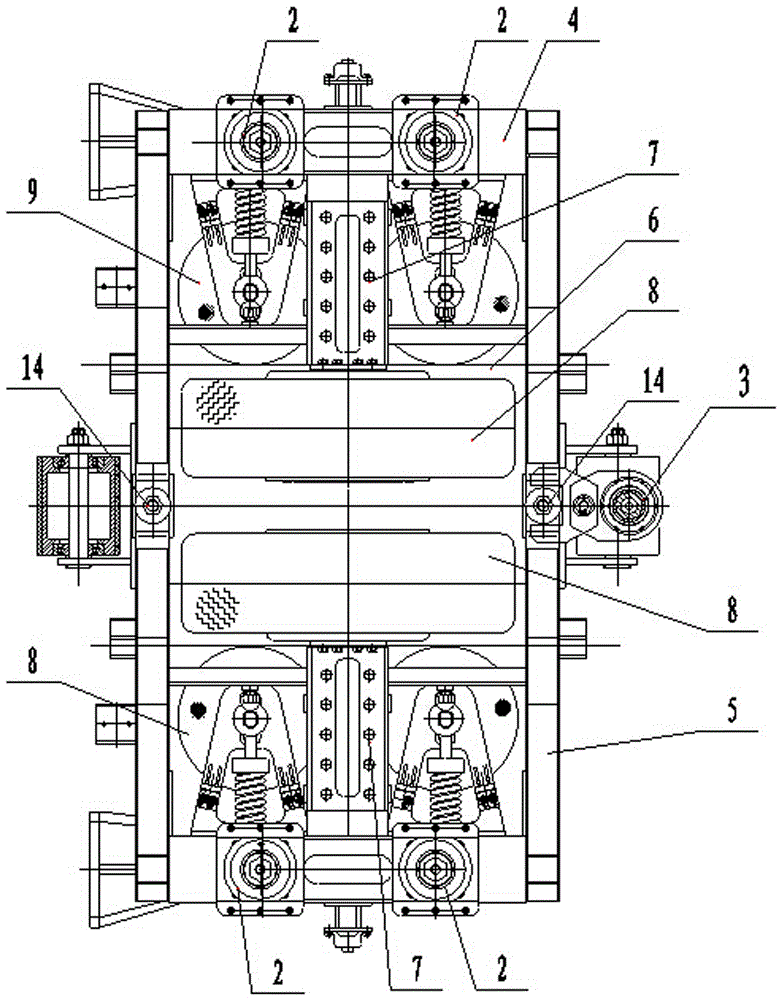 A straddle-type monorail operating vehicle bogie