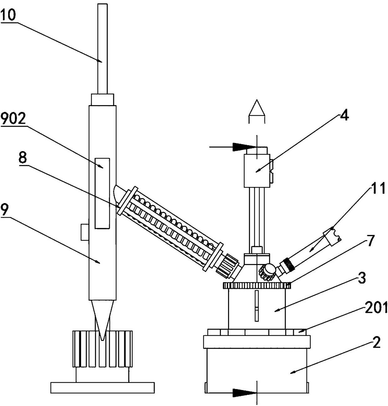 Dropping and distilling reaction device