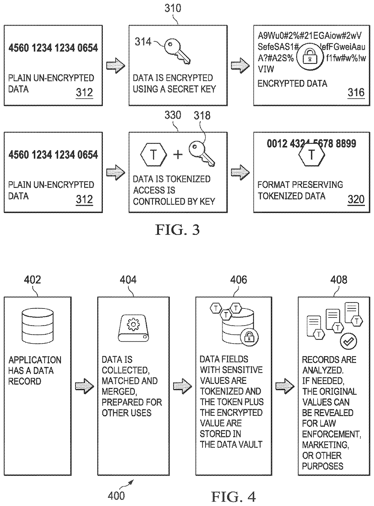 Token-based data security systems and methods with cross-referencing tokens in freeform text within structured document