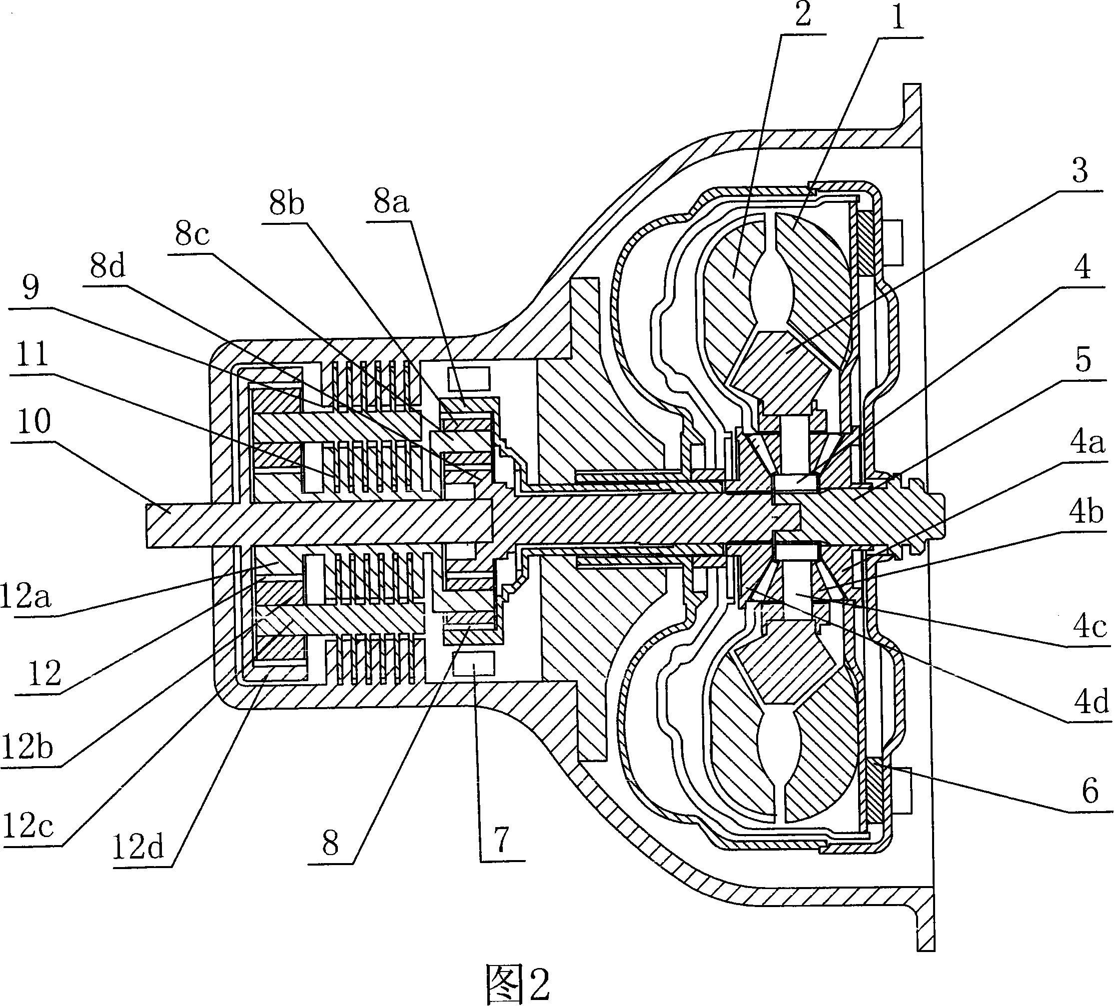 Hydraulic differential variable-speed case