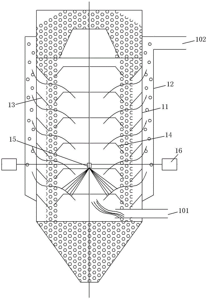 A double heat source vertical dryer and a drying system using the dryer