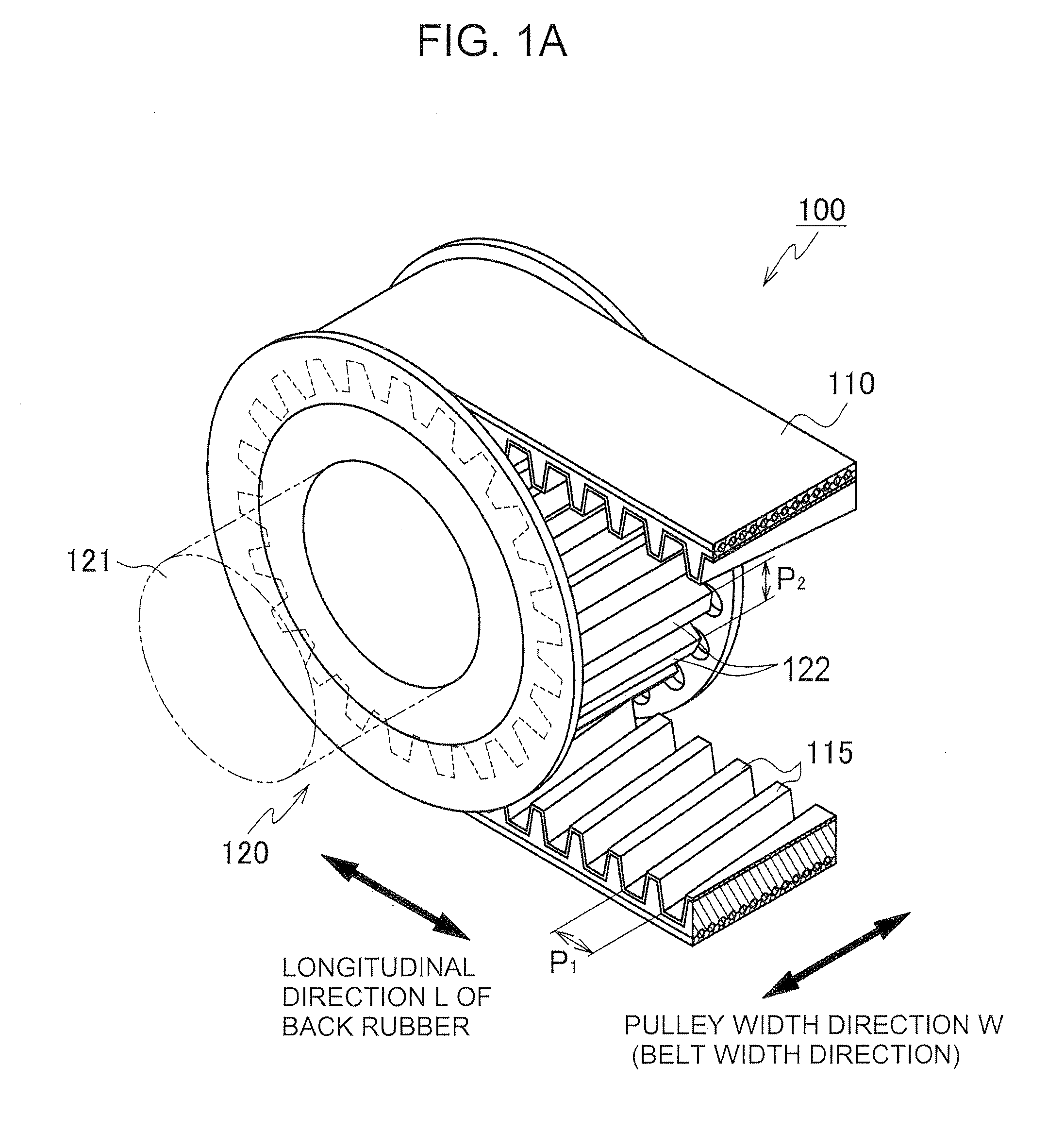 Power transmitting toothed belt and power transmitting device