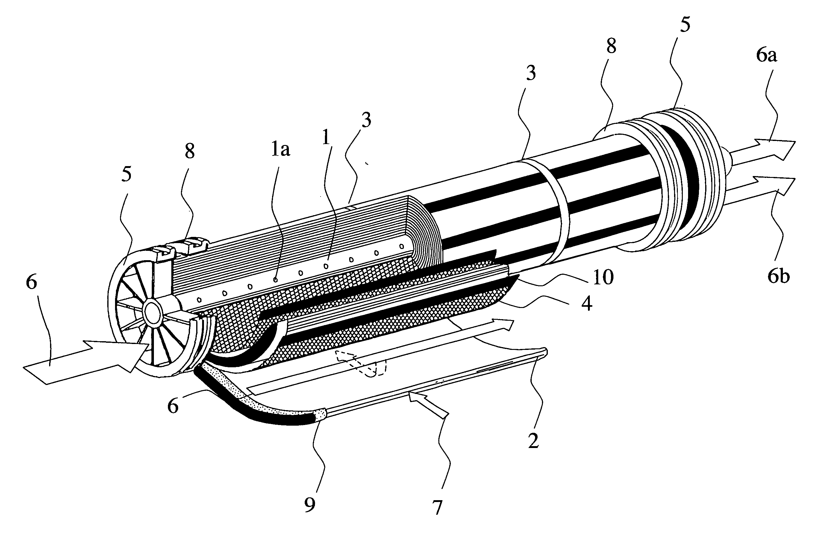 Spiral-wound liquid membrane module for separation of fluids and gases