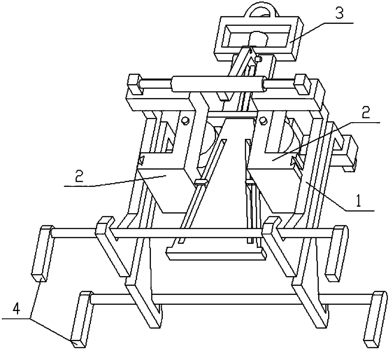 Folding industrial container hoisting device