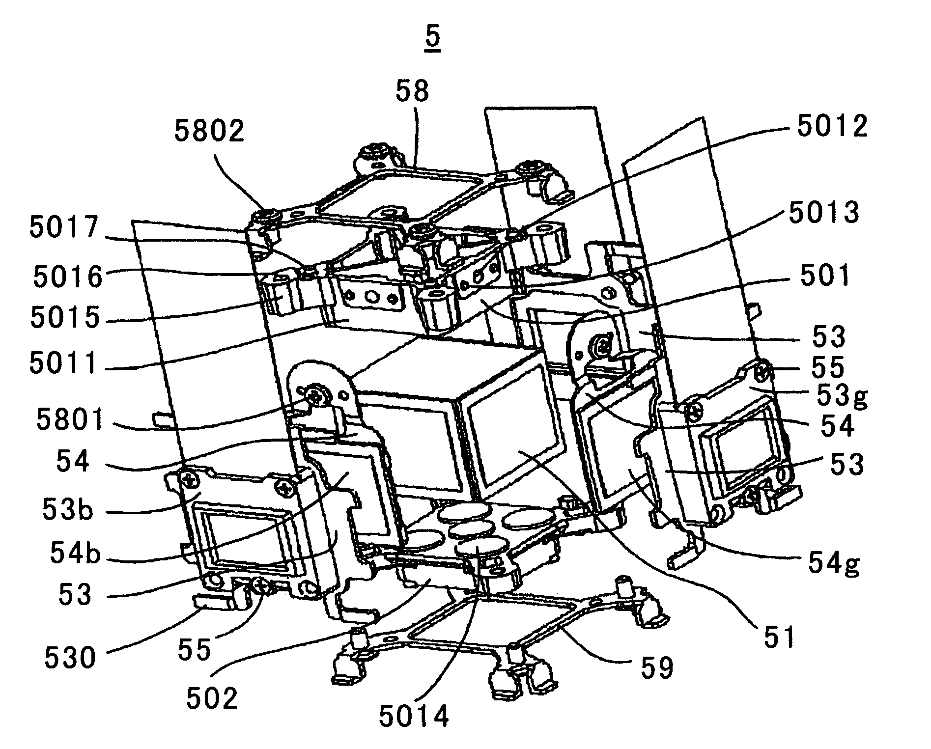 Liquid crystal projection apparatus utilizing image synthesizing unit with liquid crystal panel holders