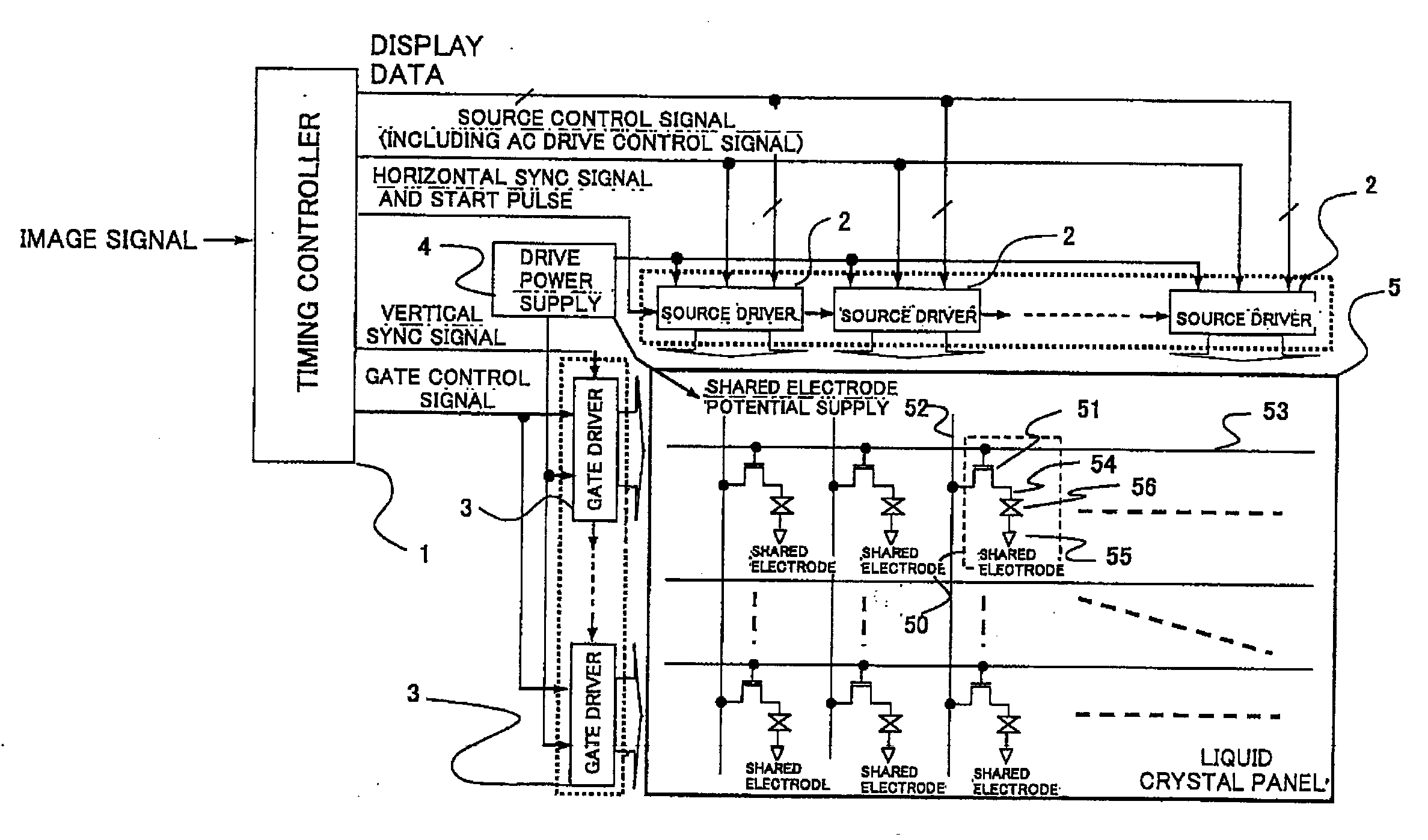 Source driver for display panel and drive control method